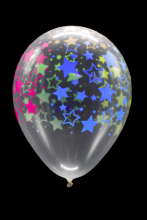 25 ballons ovales motif étoiles fluo Ø30 cm