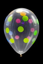 25 ballons ovales motif pois fluo Ø30 cm