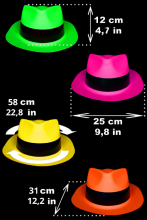 Lot de 12 chapeaux fluo Al Capone L -XL