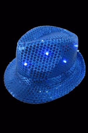 Grossiste Chapeau Sequins LED Bleu blanc rouge clignotant 3 PILES