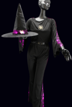 Costume sorcière lumineux (top+pantalon+chapeau) S