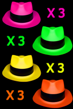 Lot de 12 chapeaux fluo Al Capone L -XL