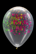 25 ballons ovales motif happy birthday fluo Ø30 cm