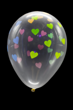 25 ballons ovales motif coeur fluo Ø30 cm